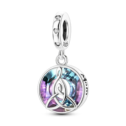 Charm Plata 925 Día de la Madre | Dije Corazón Rosa Love Mom Compatible Pandora Pulsera Collar Mujer