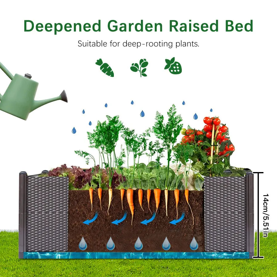 Maceta Grande de Plástico – Caja Elevada para Plantas y Verduras | Jardín Interior y Exterior
