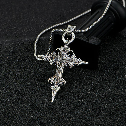 Collar Gótico Retro con Cruz de Clavos y Calavera – Colgante Personalizado de Moda para Halloween y Uso Diario