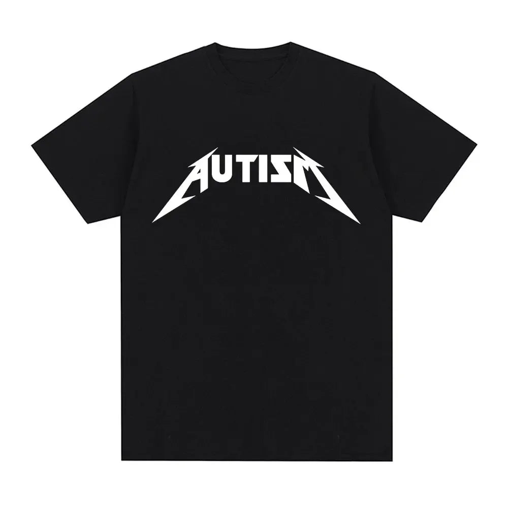 Camiseta Autism Metal Rock Meme | Hombre y Mujer | Hip Hop Oversized Manga Corta Verano