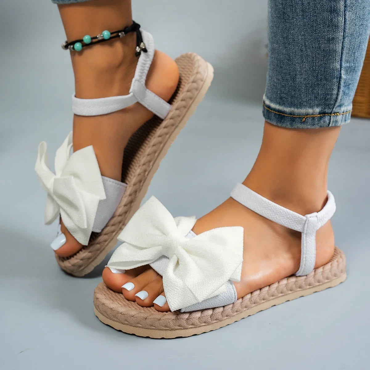 Sandalias Mujer 2025 | Verano Ligeras con Lazo y Suela Plana