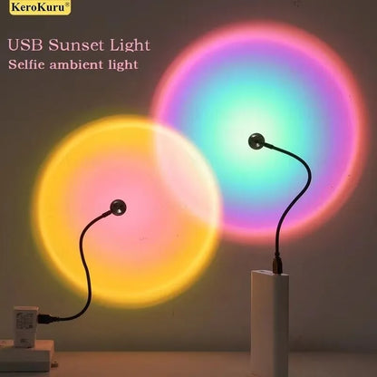 Lámpara LED USB Sunset Ambiance – Luz de Atardecer, Proyector Arcoíris 360°, Fotografía, Decoración y Ambiente