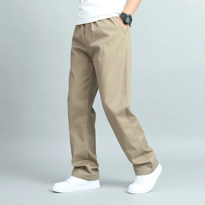 Pantalones Casuales de Algodón para Hombre – Tallas Grandes, Corte Suelto, Rectos, Múltiples Bolsillos, Jogger Largo, Verano y Otoño