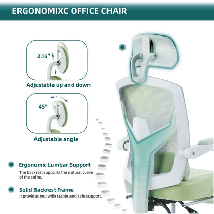Silla Gaming Reclinable JHK – Ergonomía con Respaldo Alto, Mesh Transpirable, Reposapiés y Cojín Lumbar