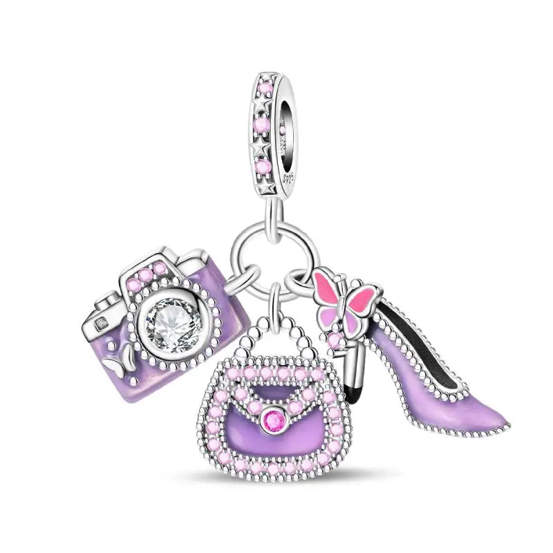 Charm Espejo Mágico Princesa Ángel Rosa en Plata 925 – Beads Compatibles Pandora Mujer Joyería DIY