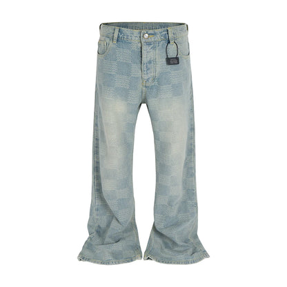 Jeans Hombre Acampanados Cuadros | Pantalones Rectos Patchwork Oversize High Street Moda Y2K