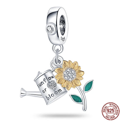 Charm de Plata S925 Mariquita de Siete Puntos y Trébol de la Suerte – Abalorio Colorido y Brillante para Pulseras Originales