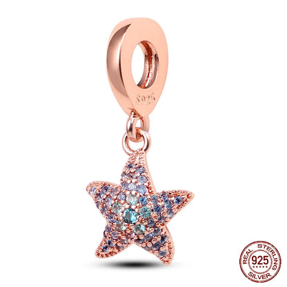 Charm Serie Océano en Plata 925 – Abalorios Tortuga, Cangrejo y Sirena para Pulsera Original Mujer