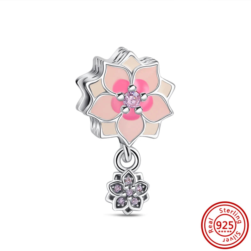Charm trébol verde dopamina en plata 925 – Flor del bosque para pulsera DIY compatible Pandora mujer