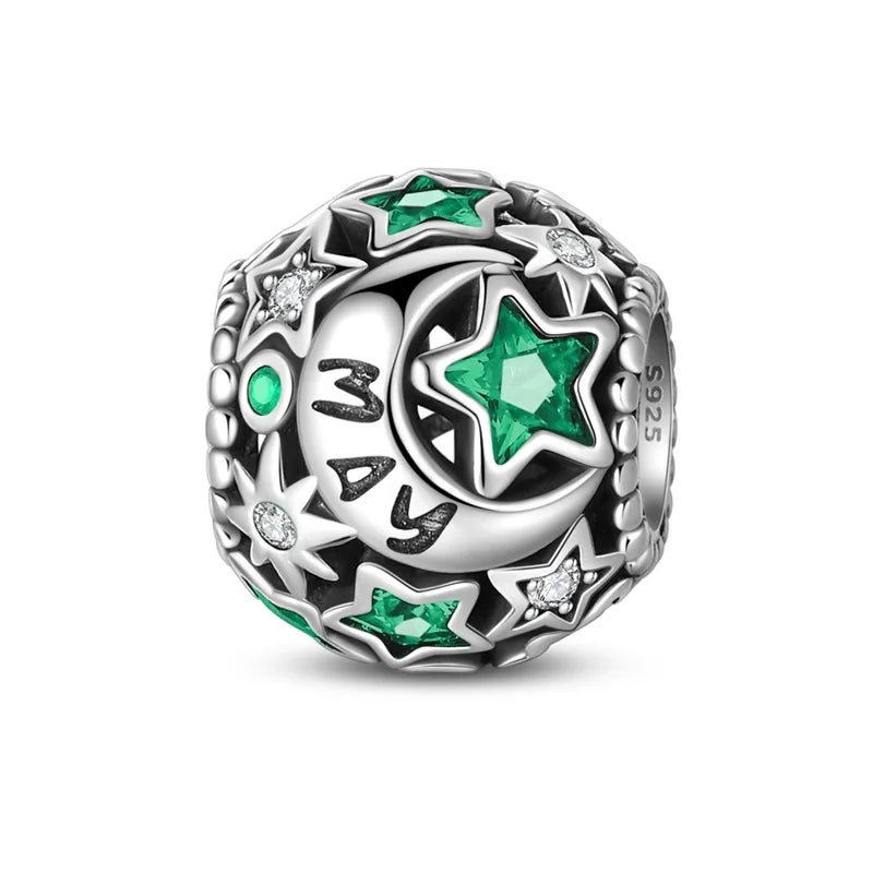 Charm de Plata 925 con Piedra de Nacimiento – Bead Brillante para Pulsera, Regalo de Cumpleaños Mujer