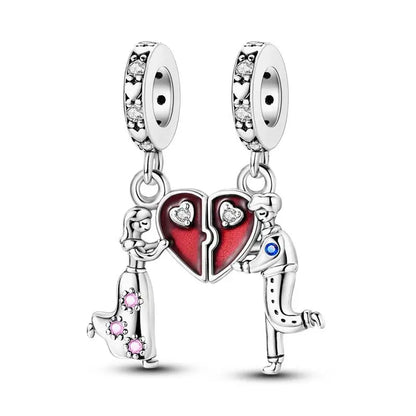 Charm hermana corazón en plata 925 – Compatible Pandora y pulseras 3mm, joyería DIY mujer