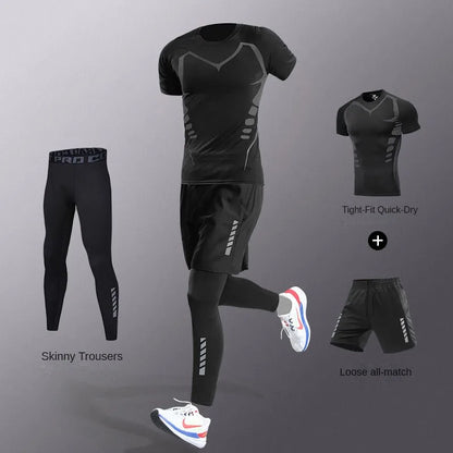 Conjunto Deportivo de Hombre 3-7 Piezas – Tracksuit Completo de Fibra Ice, Secado Rápido para Running, Gym, Ciclismo y Fitness