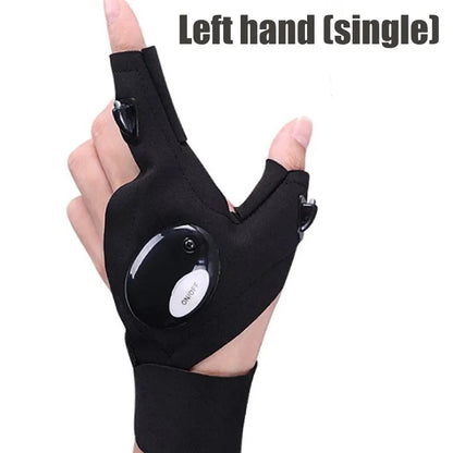 Guantes de Pesca con Linterna LED – Guantes Sin Dedos con Luz para Ciclismo, Camping y Actividades al Aire Libre