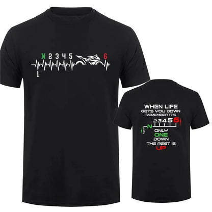 Camiseta Hombre 2025 | Oversize Motociclista con Estampado “Heartbeat”