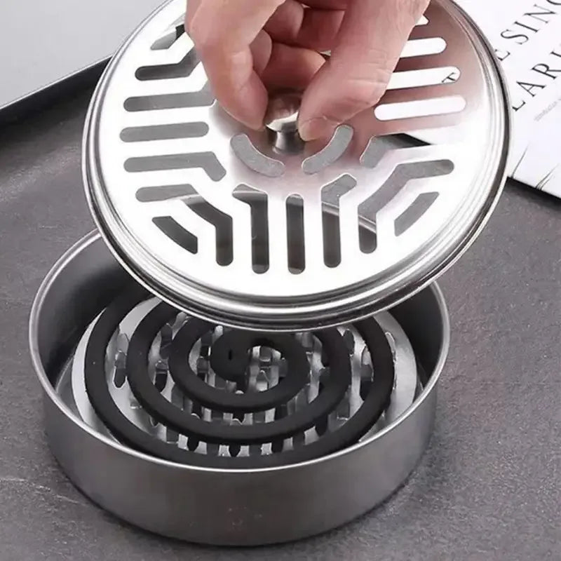 Porta Espiral Antimosquitos con Tapa – Caja y Bandeja de Hierro Multifuncional para Hogar, Camping, Sala y Cocina