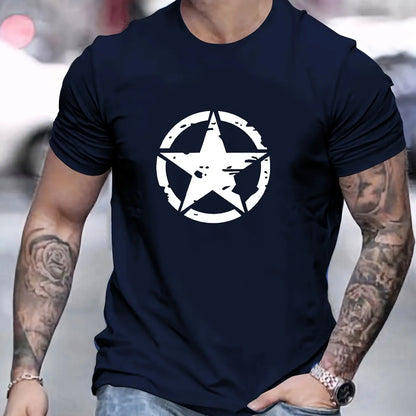 Camiseta Oversize de Algodón 100% para Hombre | Estampado Estrella, Casual y Deportiva de Verano