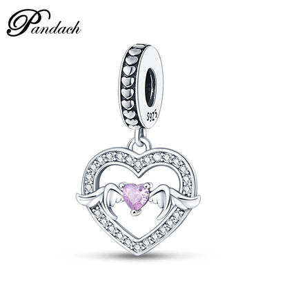 Charm Corazón Mamá e Hija en Plata 925 – Colgante Clásico para Pulseras Tipo Pandora, Regalo Día de la Madre