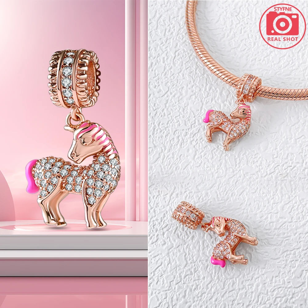 Charm Colgante Pareja Plata 925 y Oro Rosa | Compatible Pandora Original | Pulsera o Collar Mujer