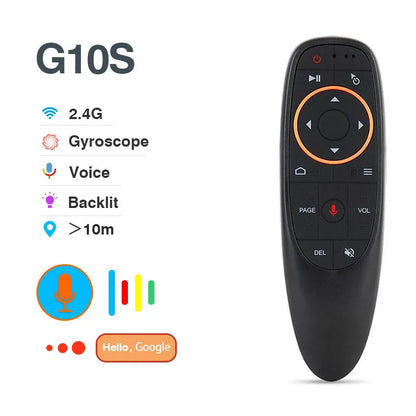 Control remoto G10S Universal – Inalámbrico 2.4G con voz, giroscopio, retroiluminado y función IR para Android TV y PC