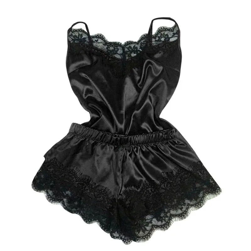 Pijama Sexy Mujer 3 Piezas | Satinado Seda Hielo Bata + Camisón + Lencería
