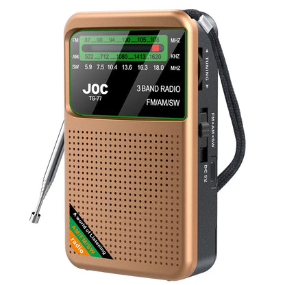 Pocket Mini Radio AM/FM/SW Recargable – Radio Portátil con Batería Externa y Entrada Auriculares