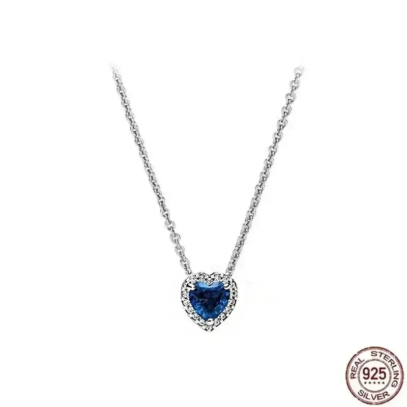 Collar colgante corazón redondo plata 925 – Dije clásico brillante compatible Pandora