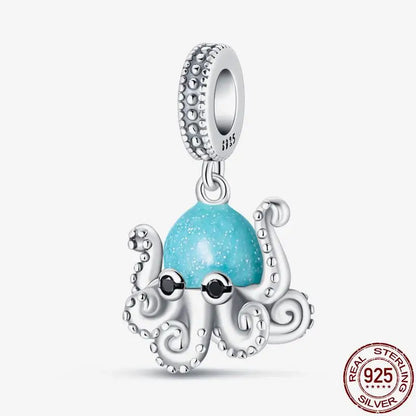 Charm camaleón y luciérnaga que brilla en la oscuridad – Plata 925 para pulsera tipo Pandora, joyería DIY única