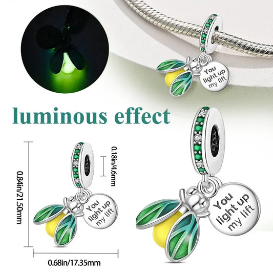 Charm Camaleón Luminoso en Plata S925 | Brilla en la Oscuridad | Compatible con Pulsera Pandora Original