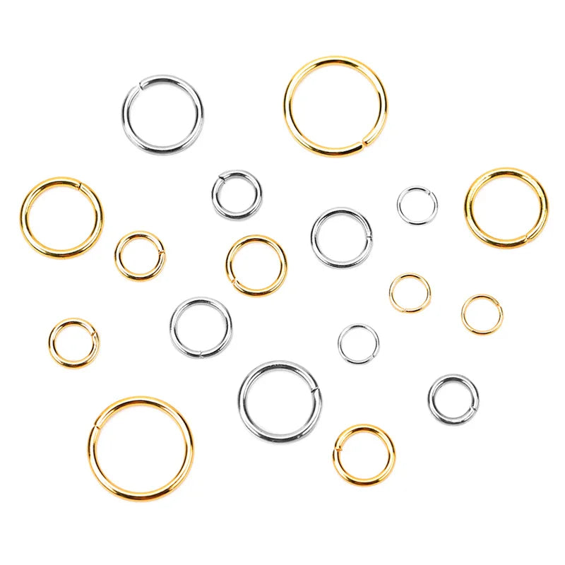 100pcs Anillas Abiertas de Acero Inoxidable PVD – Conectores para Collares y Pulseras, Accesorios de Joyería