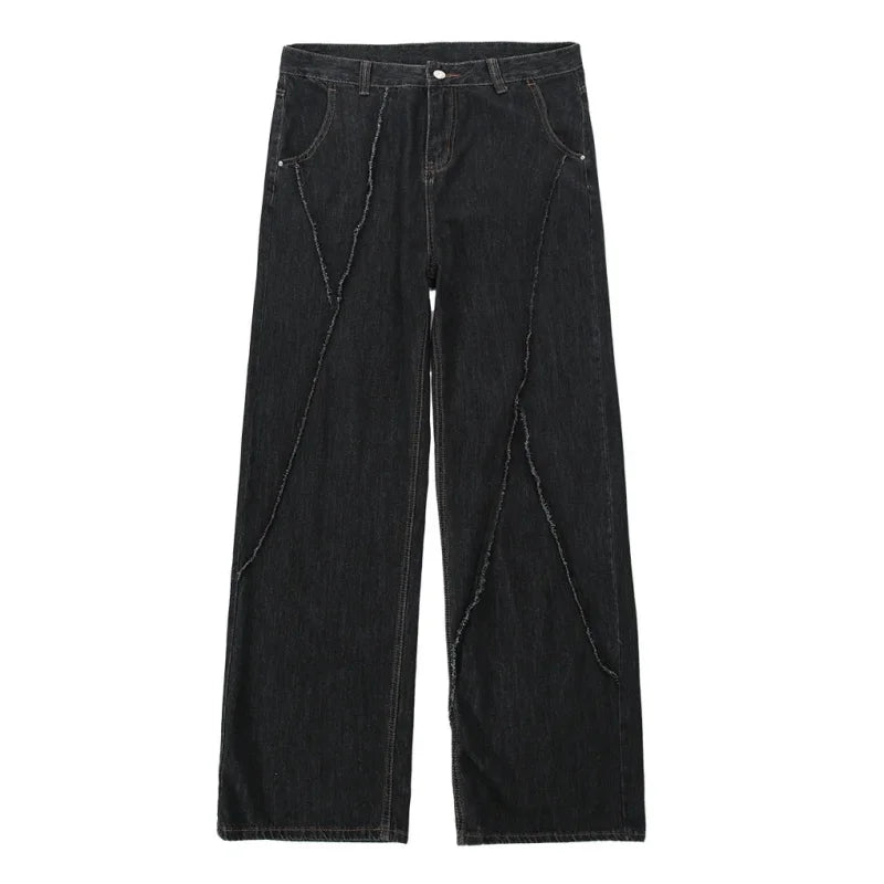 Jeans Hip Hop 2025 para Hombre – Pantalones Rasgados con Patchwork Denim Oversize Baggy Pierna Ancha Streetwear Casual