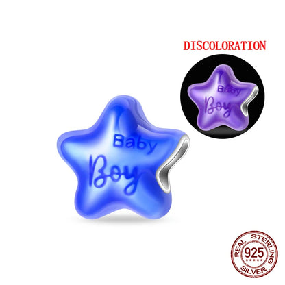 Charm luna y estrellas luminoso plata 925 – Abalorio brillante para pulsera tipo Pandora mujer
