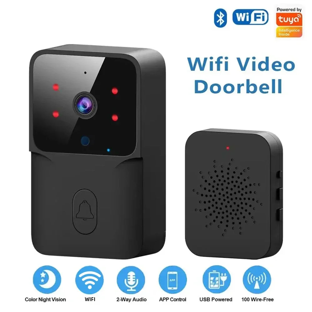 Timbre inteligente Tuya WiFi con cámara – Timbre inalámbrico compatible con Alexa y Google, batería recargable y visión nocturna