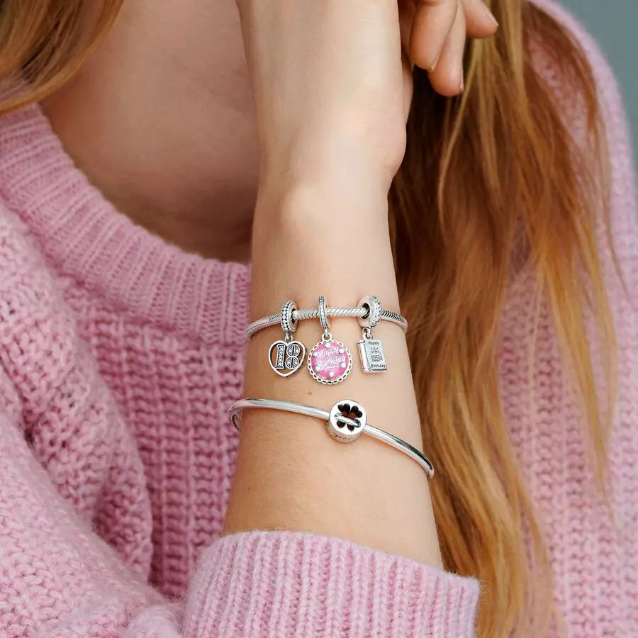 Charm flor margarita rosa de plata 925 – Colgante en forma de flor para pulsera tipo Pandora, joyería elegante para mujer