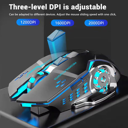 Ratón Inalámbrico Recargable Bluetooth + 2.4G con Retroiluminación – Mouse Gaming para PC, MacBook, Laptop, Tablet y Smartphone