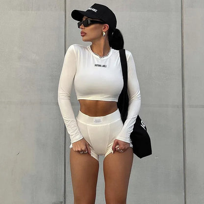 Conjunto Deportivo Mujer 2 Piezas | Top Manga 3/4 y Shorts Casual Primavera Verano