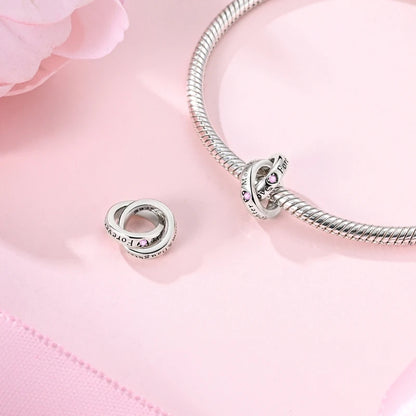 Charm Plata 925 Día de la Madre | Dije Corazón Rosa Love Mom Compatible Pandora Pulsera Collar Mujer