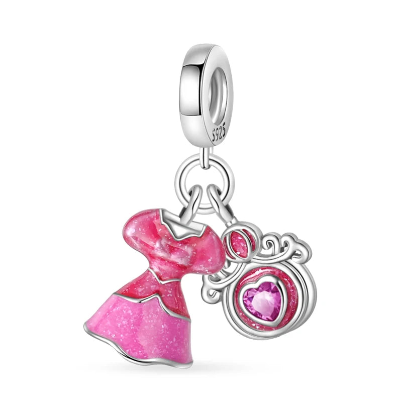 Charm Botella de Perfume en Plata 925 con Corona Rosa – Abalorio Romántico para Pulseras Tipo Qikaola, Regalo San Valentín
