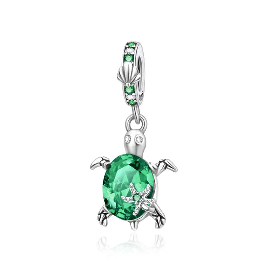 Charm Tortuga Marina con Circón Azul 925 Plata | Compatible Pandora Pulsera Mujer DIY
