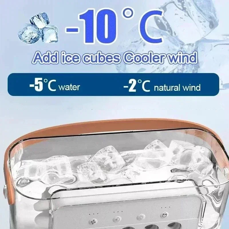 3 en 1 Mini Aire Acondicionado Portátil ❄️ Ventilador + Humidificador + Luz Nocturna | Enfriador de Escritorio USB Recargable