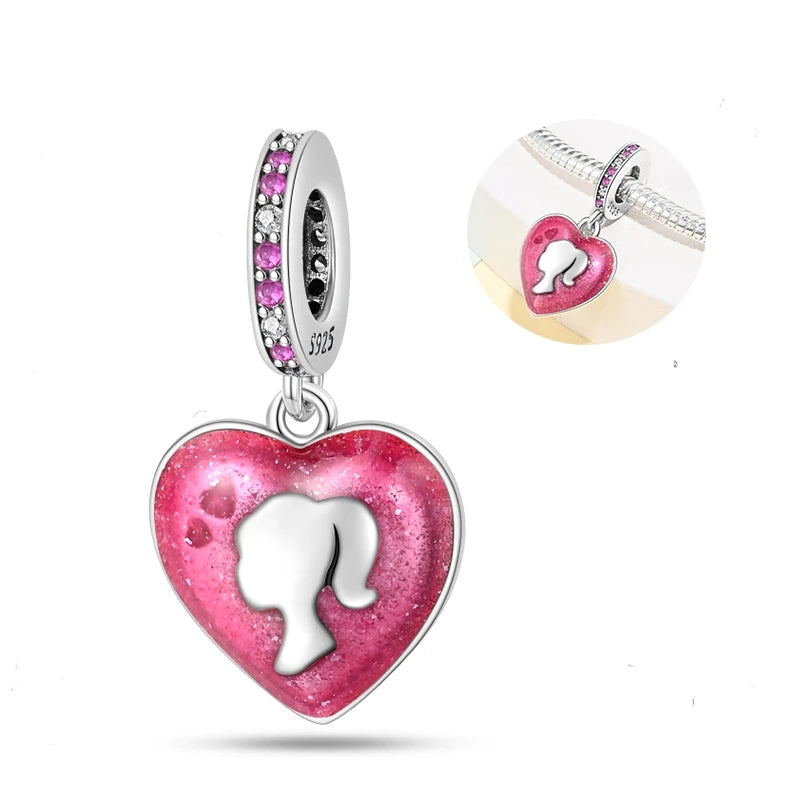 New in 925 Sterling Silver Red Color Series Heart-Shaped  Charm Beaded Fit Original 3mm Woman Bracelet Lucky DIY Jewelry Gifts