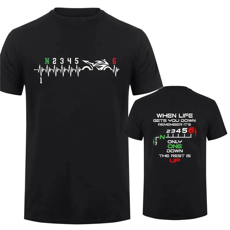 Camiseta Hombre 2025 | Oversize Motociclista con Estampado “Heartbeat”
