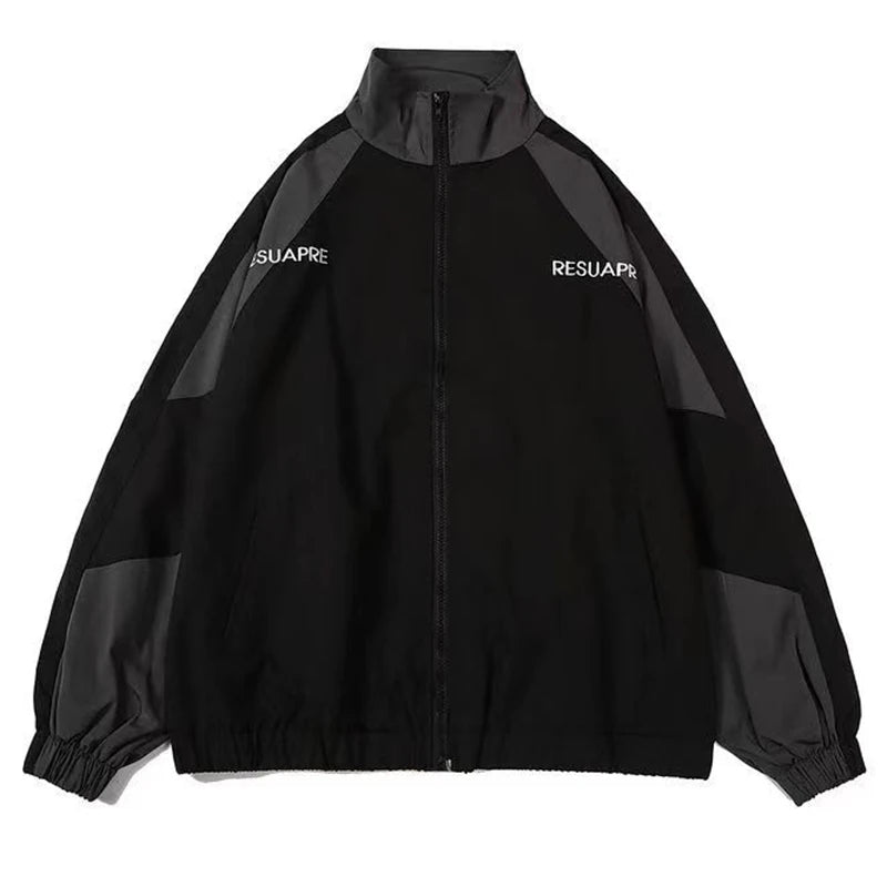 Chaqueta Reflectiva con Rayas para Hombre 2025 – Abrigo Hip Hop Streetwear, Rompevientos Delgado con Cremallera, Estilo Harajuku en Negro y Azul