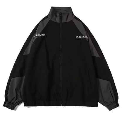 Chaqueta Reflectiva con Rayas para Hombre 2025 – Abrigo Hip Hop Streetwear, Rompevientos Delgado con Cremallera, Estilo Harajuku en Negro y Azul