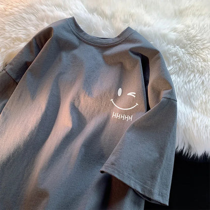 Camiseta Oversize Unisex Smiley Face | Moda Urbana Estilo Casual para Hombre y Mujer