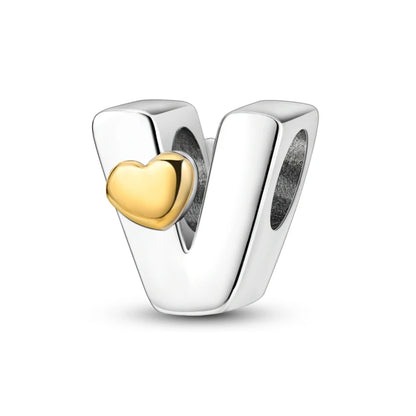 Charm letras alfabeto inglés de plata 925 – Colgante inicial A-Z para pulsera tipo Pandora, joyería DIY personalizada