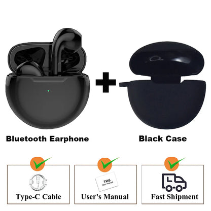 Auriculares Inalámbricos Pro 6 TWS con Micrófono | Bluetooth 5.0, Estéreo Hi-Fi, Compatibles iOS & Android