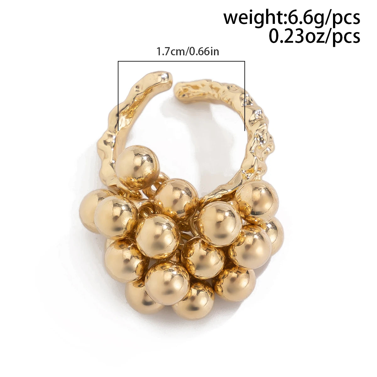 Anillo Unisex Punk Hip Hop 2024 – Diseño Abierto de Bola Metálica CCB, Joyería Minimalista para Hombre y Mujer