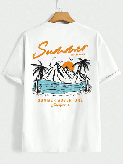 Camiseta Hombre 2025 | “Off Again Adventure” Estilo Verano Casual Oversize
