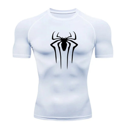 Camiseta Compresiva de Hombre – Gym, Fitness, Running y Superhéroe, Rashguard, Manga Corta, Secado Rápido, T-Shirt Deportivo