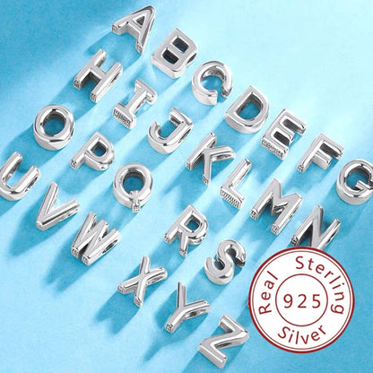 Charm letras inglés pinyin A-Z plata 925 – Abalorios alfabeto para pulsera tipo Pandora mujer